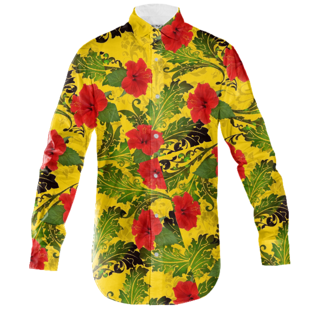 Hawaiian yellow red flower jsei