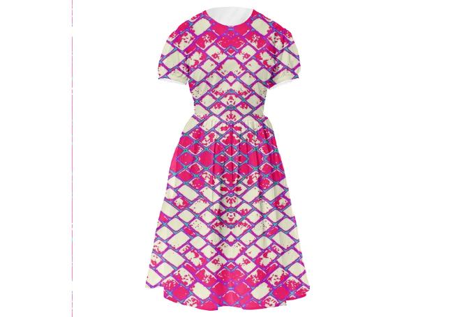 Pink and White Koi Fish Scales VP Dirndl Dress