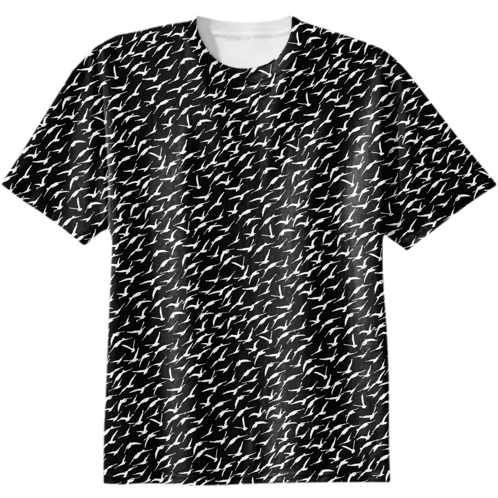 black and white High contrast abstract pattern of bird silhouette in flight