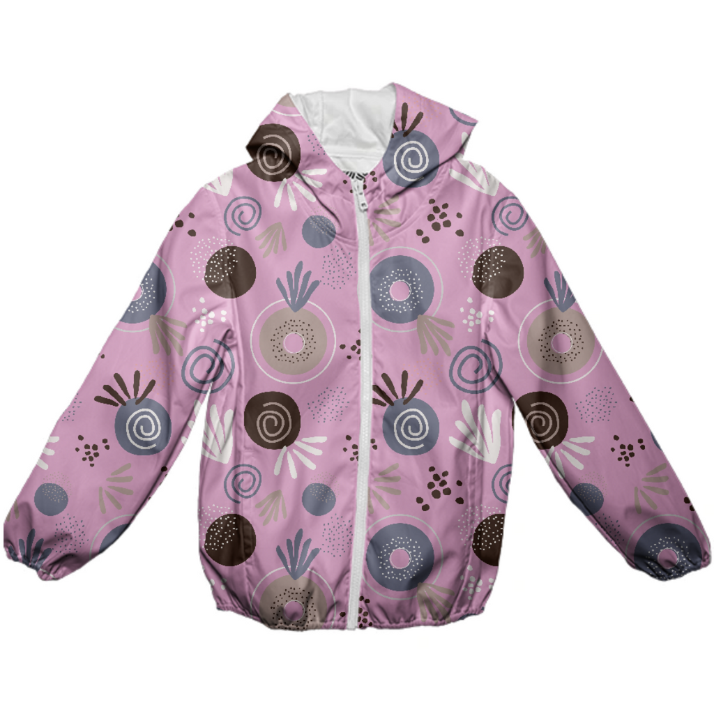 Pink abstract Kids rain jacket by Stikleshop