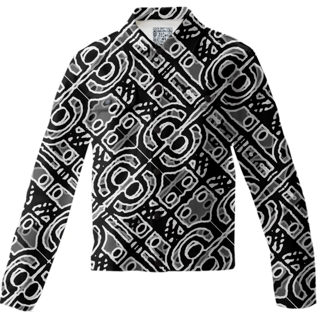 Linear Black and White Ethnic Print