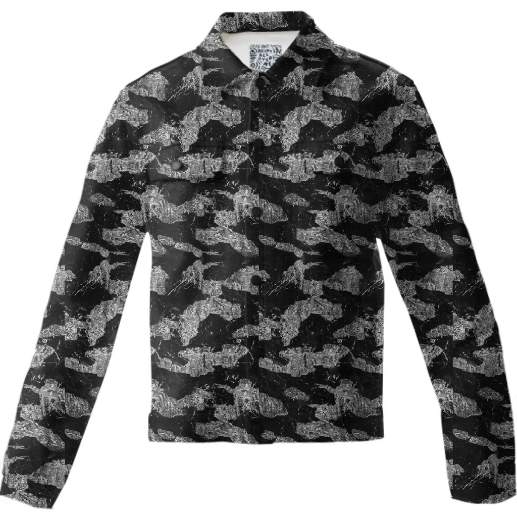 Black and White Camouflage Texture Print