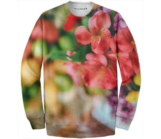 Flower and Color Cotton Sweatshirt