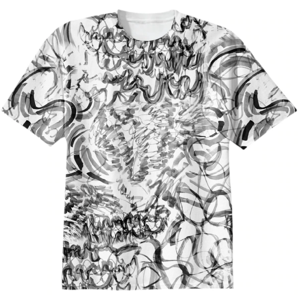 Black and white scribbles all over pattern