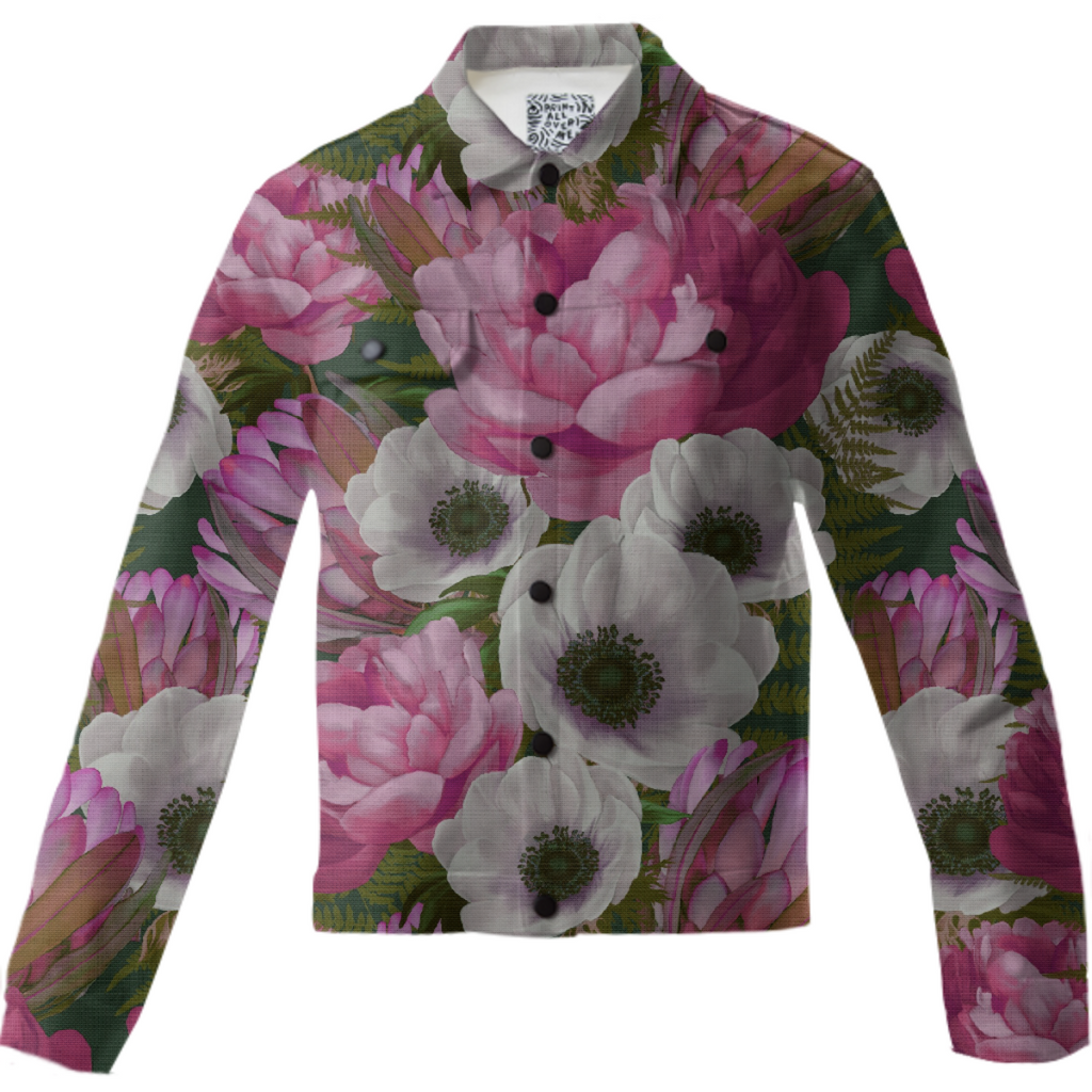 Rococo Floral twill jacket fuschia