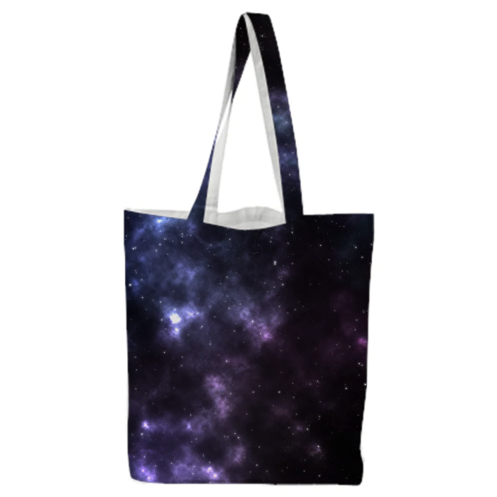 Colorful and magical, aesthetic nebula universe design blue green purple violet tote bag