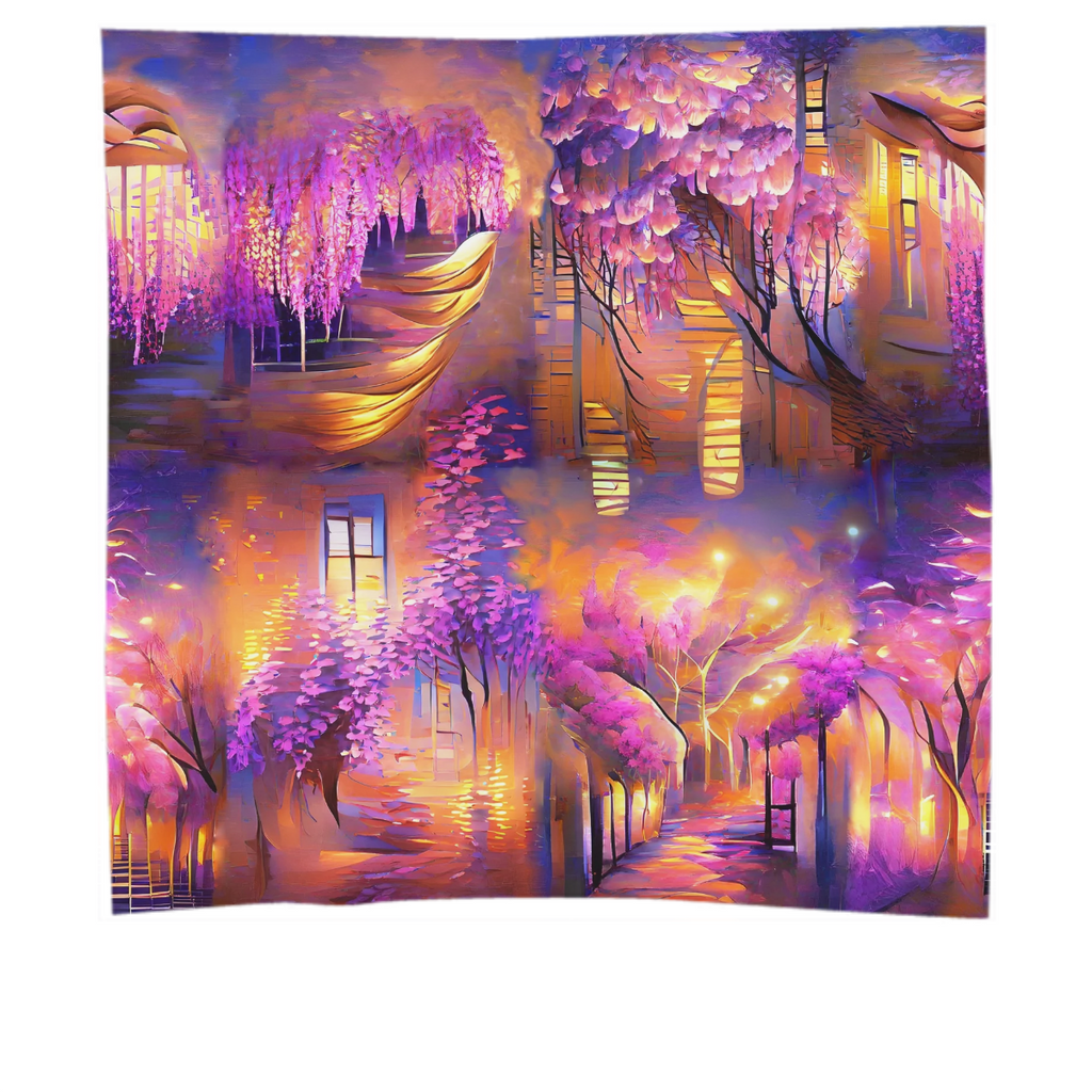 wisteria, evening, window lights, charming amethrin, flowers, bent branches, spring streets, comfort
