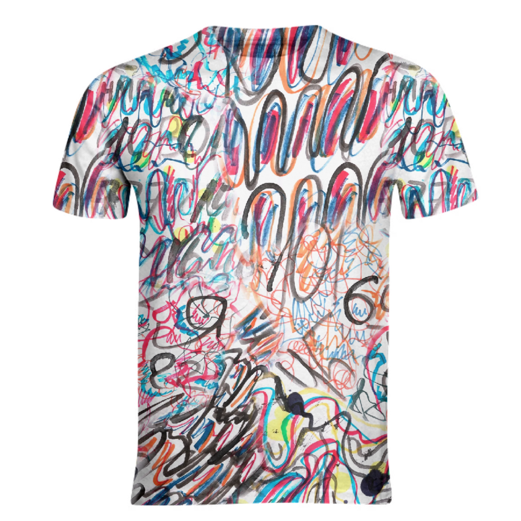 Trendy seamless pattern with doodles in a naive childish style, drawn with felt-tip pens. Freehand different lines, scribbles, numbers.