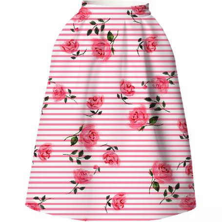 Vintage Rose Stripe Skirt