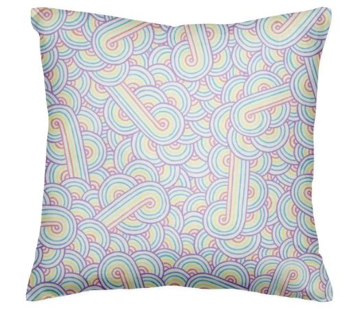 Rainbow and white swirls doodles Pillow