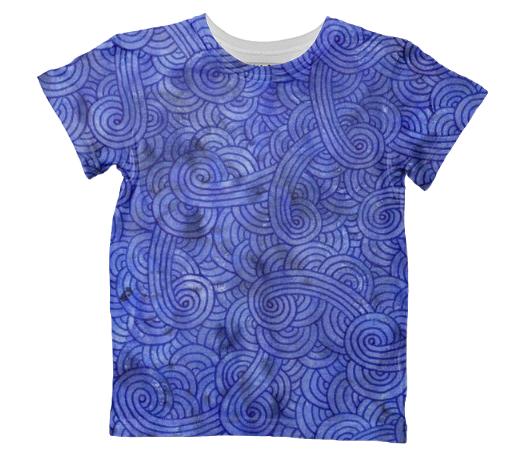 Royal blue swirls doodles Kids T Shirt