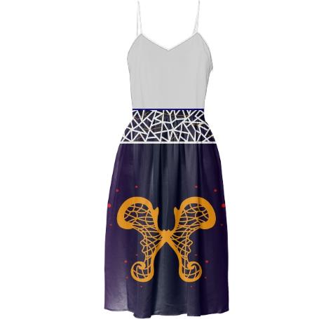 Long ladies artistic Dress with Gold butterfly