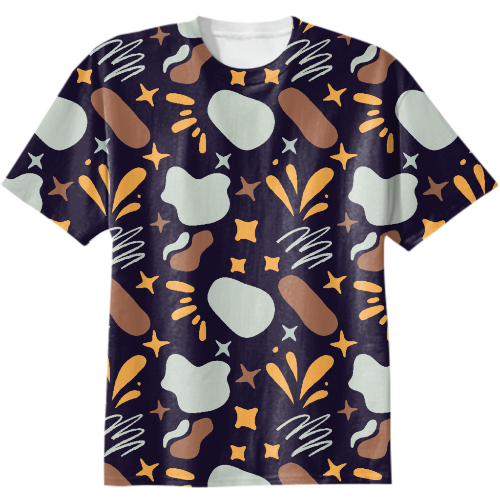 Pastel summer t-shirt abstract flowers and stones