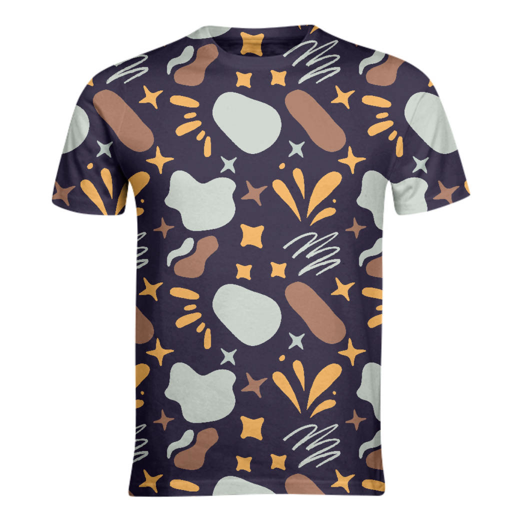 Pastel summer basic t-shirt abstract flowers and stones
