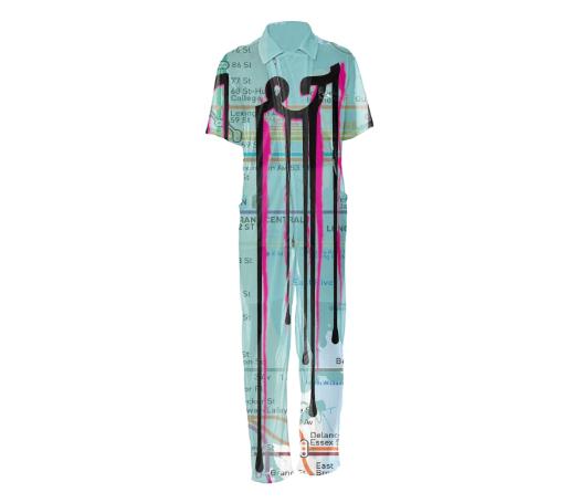 Dripping Subway Map Mesh Jumpsuit