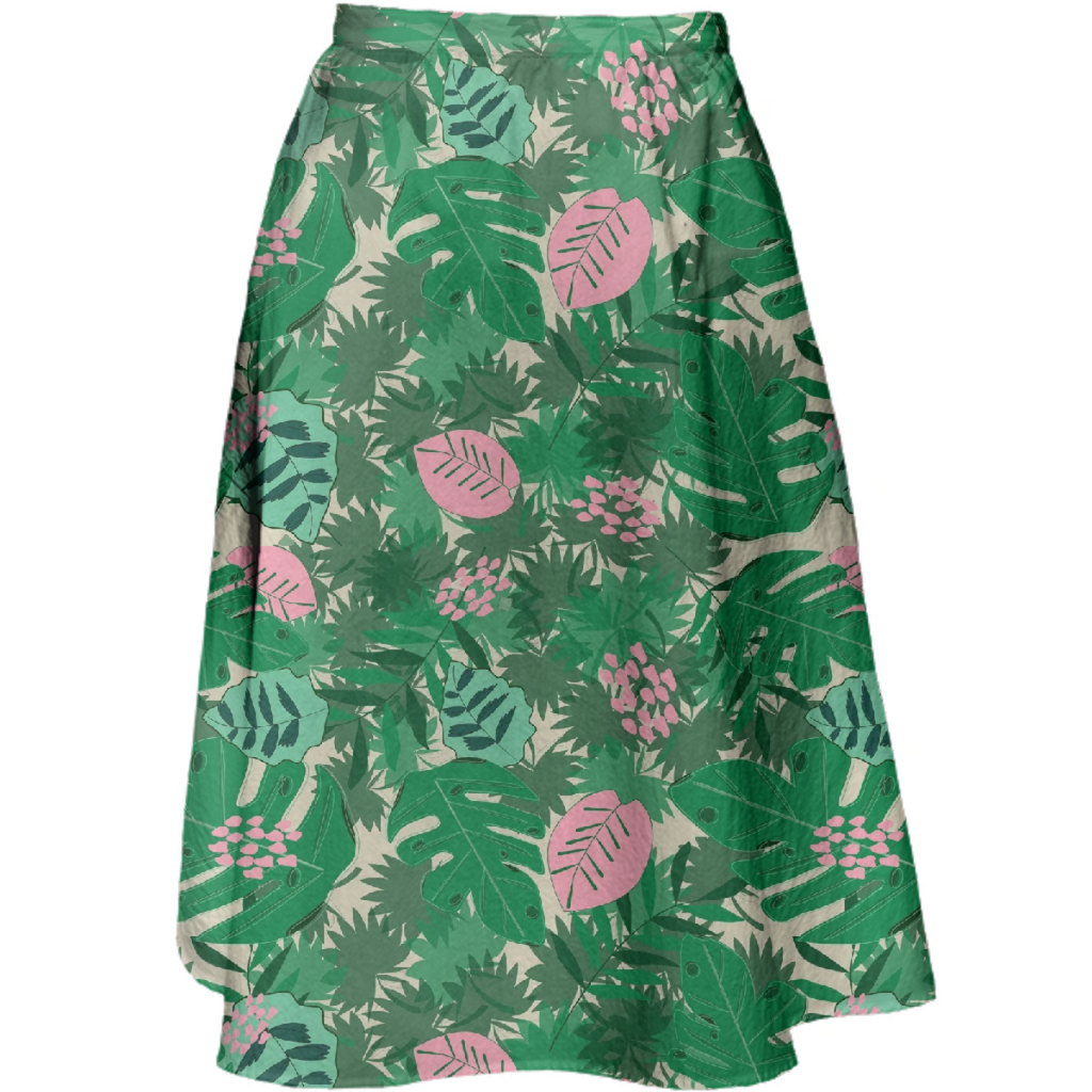 Tropical Pink and Green Leaves