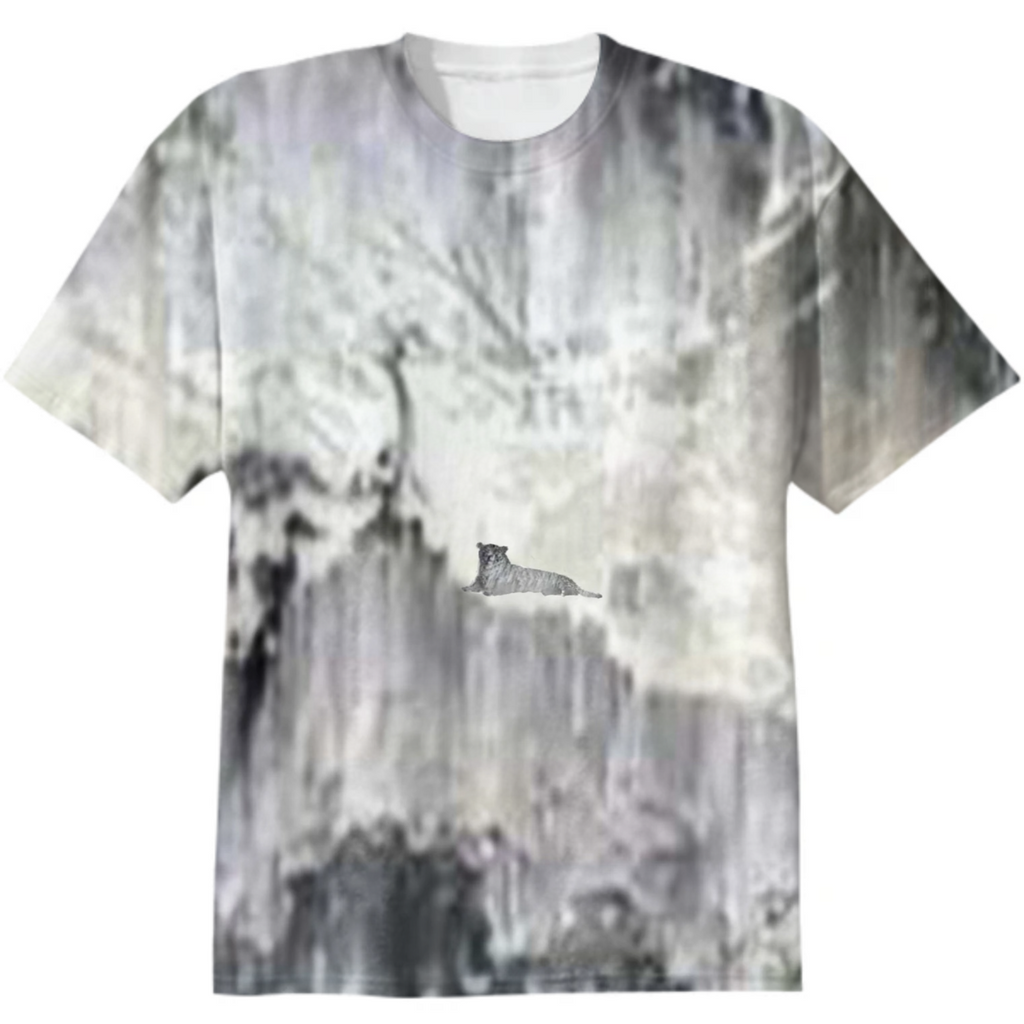 landscape, tiger, snowy view, winter tiger, tiger lies, monochrome, minimalism,