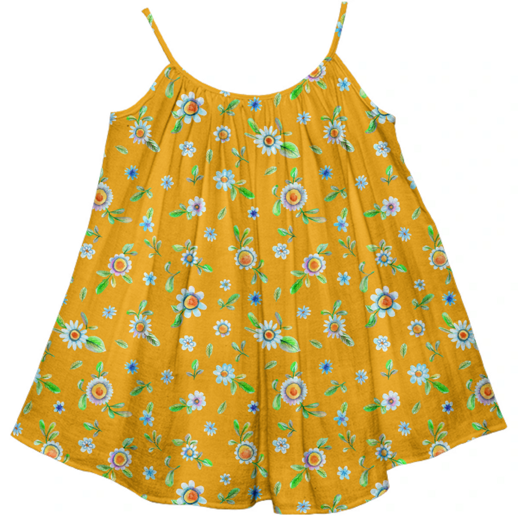Watercolor yellow floral daisies