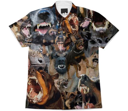 dogs barking short sleeve button down