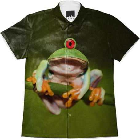 Funny Conceptual Cyclopic Frog Short Sleeve Workshirt