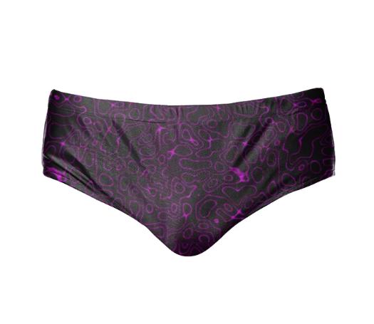 Purple Swirls on Black Speedo