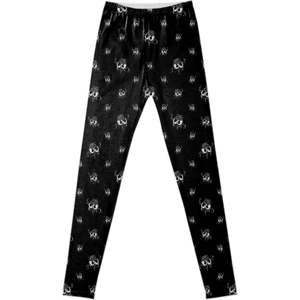 Black and White Funny Monster Print Pattern