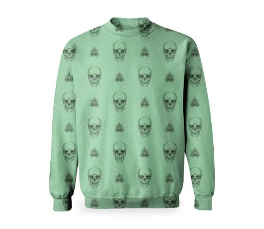 SKULLS ON MINT GREEN