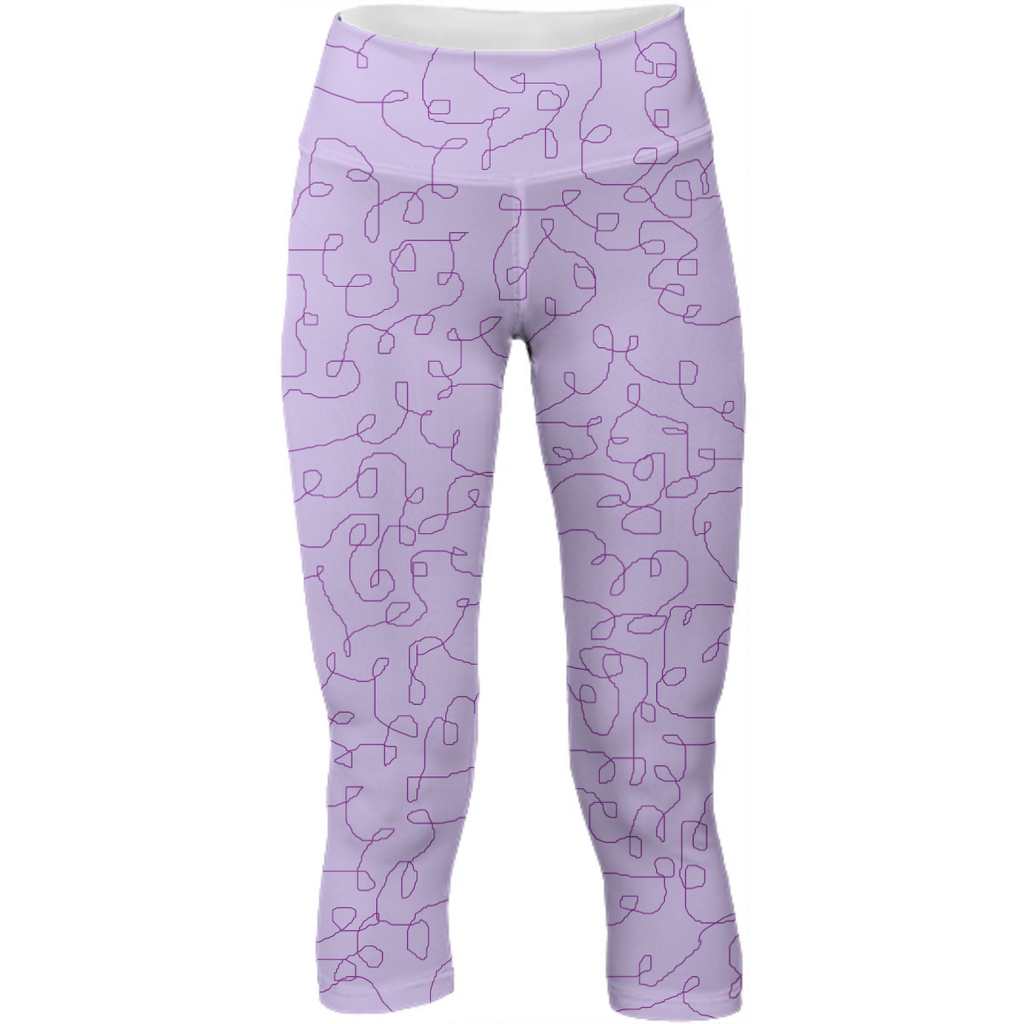 purple with indigo designs cropped leggings