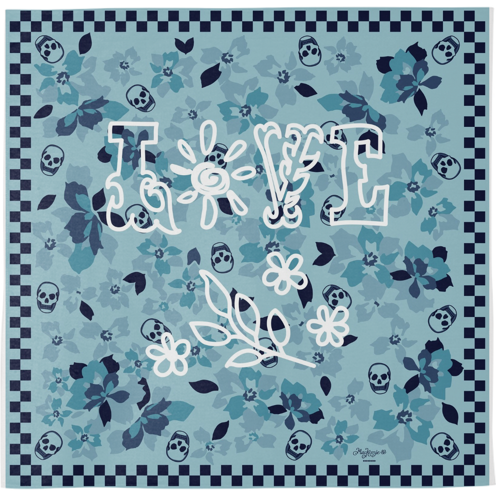 LOVE FLORAL SKULLS BANDANA