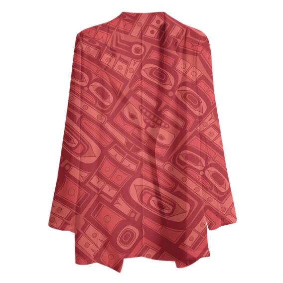 Coral Red Chilkat Bordeaux Chilkat CHIFFON BLAZER Womans Jacket