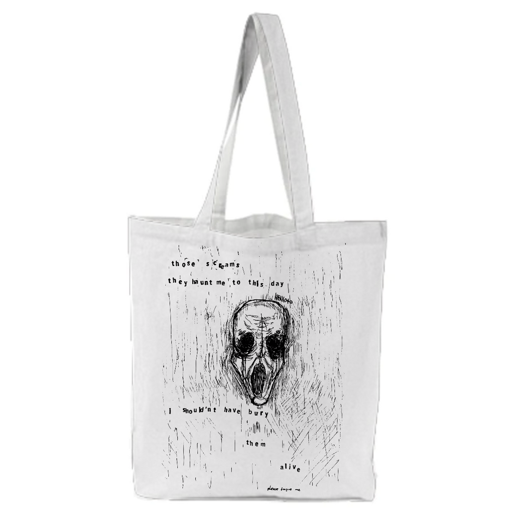 Buried alive spooky horror tote bag