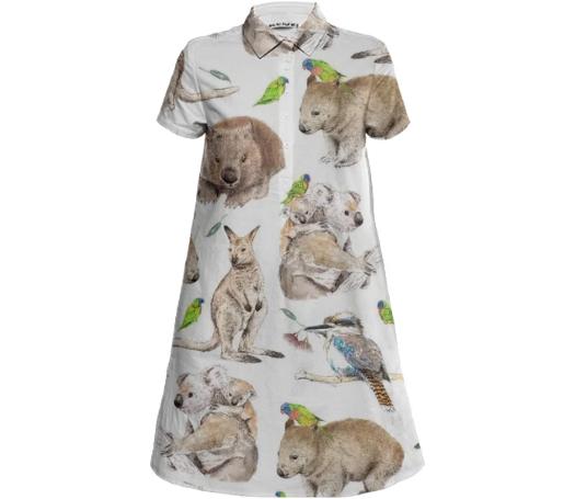 Alykat Australian animals Mini dress shirt