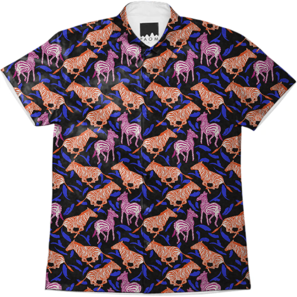 Zebras and dark abstract strokes