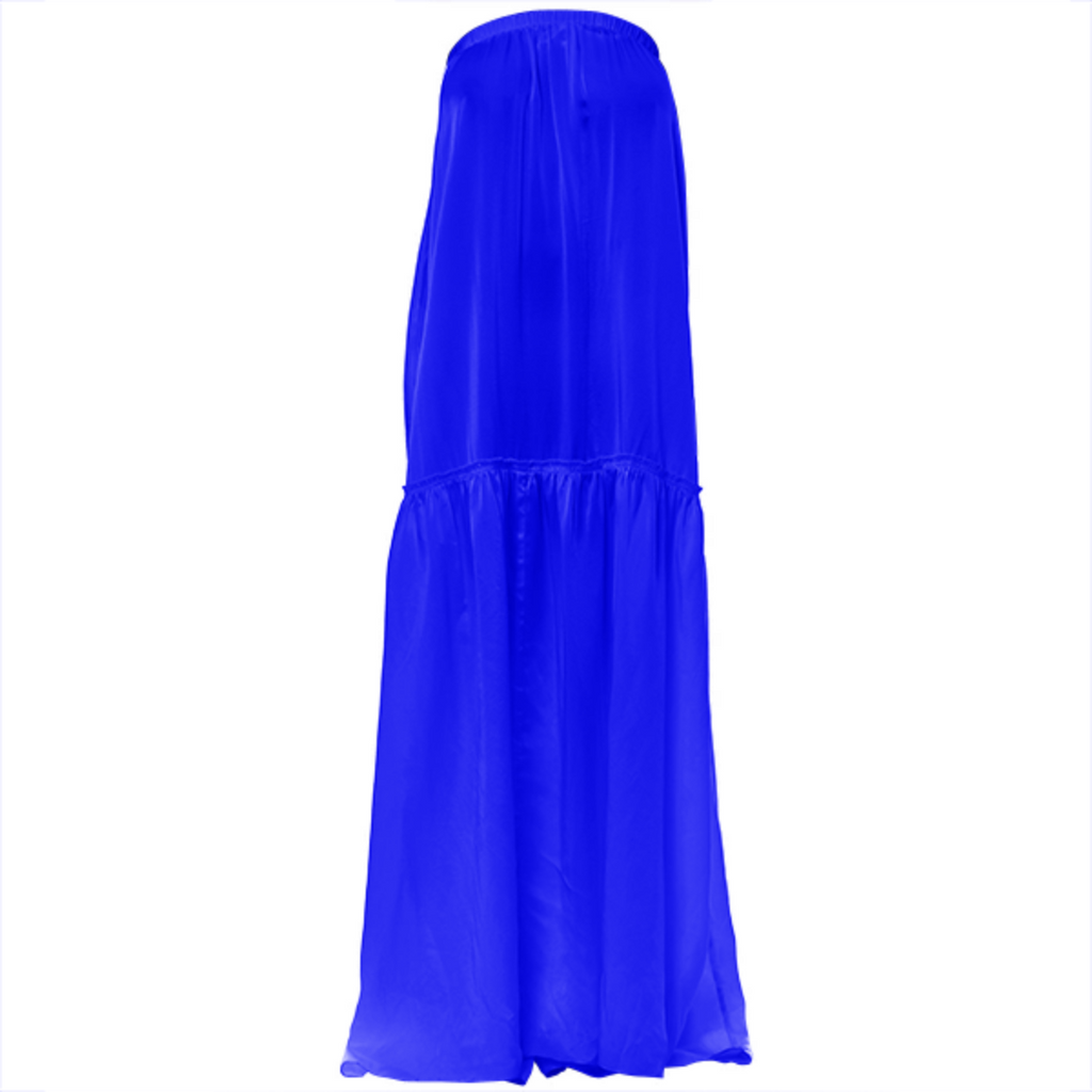 color blue VP strapless silk dress