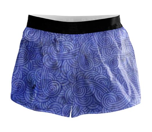 Royal blue swirls doodles Running Shorts