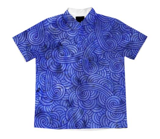 Royal blue swirls doodles Short Sleeve Blouse