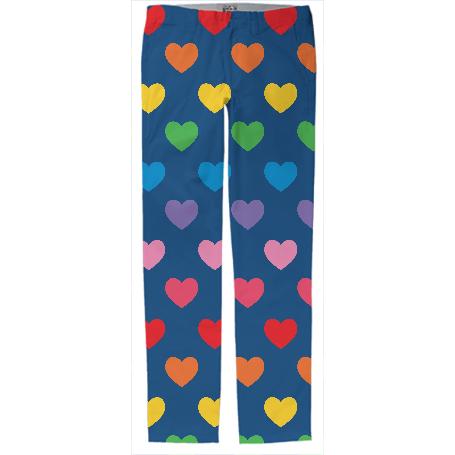 Navy Rainbow Hearts Trousers