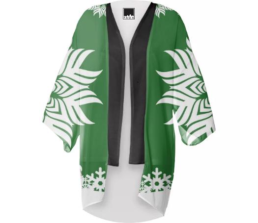 SANTA CLAUS SNOWFLAKE CHRISTMAS KIMONO
