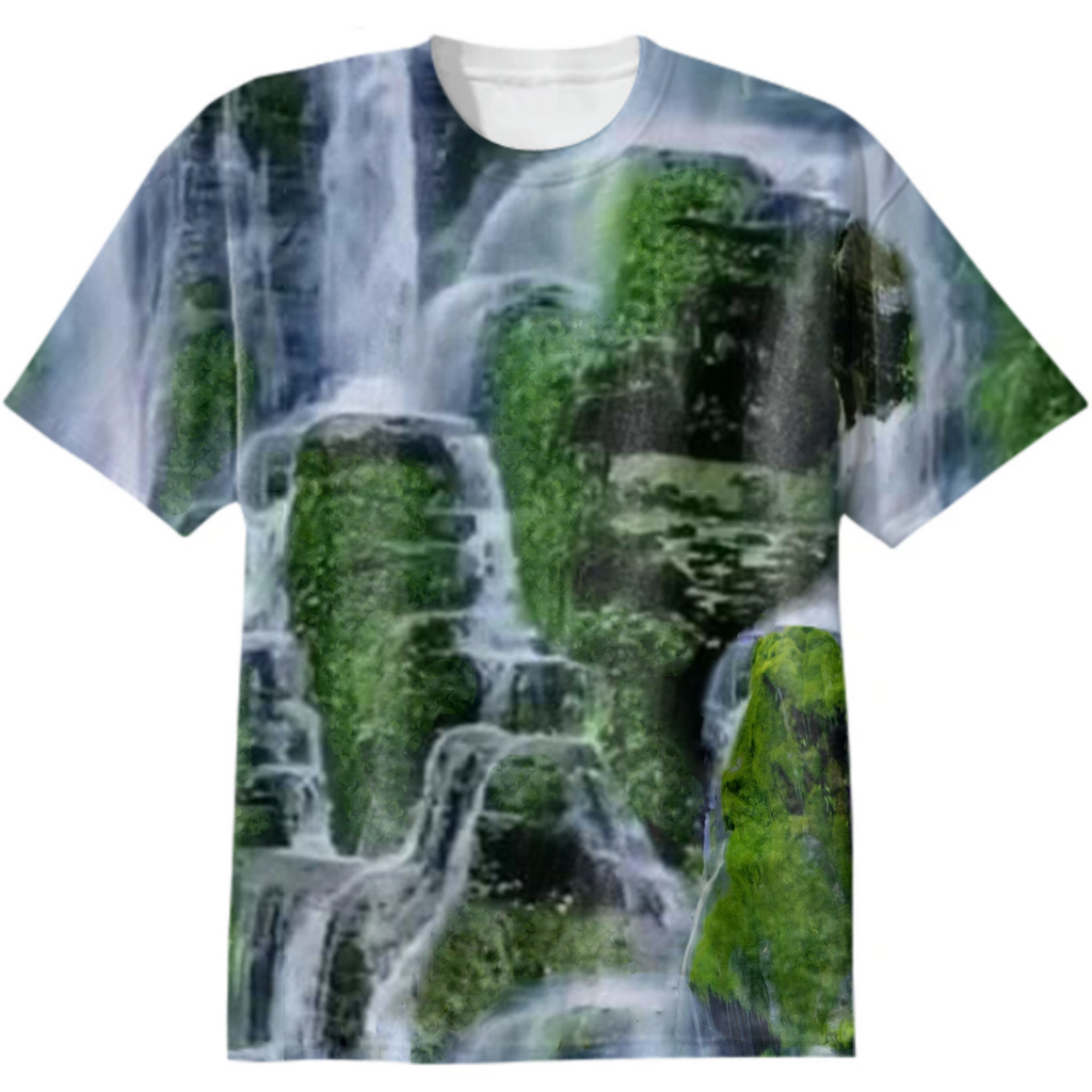waterfall, cascades, greenery, water, jets, grass, endless pattern