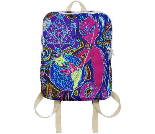 PlanET 3D UV Psychedelic backpack PRINTED ALL OVER FROM ORIGINAL PAINTING BY visionary artist Humo Maya