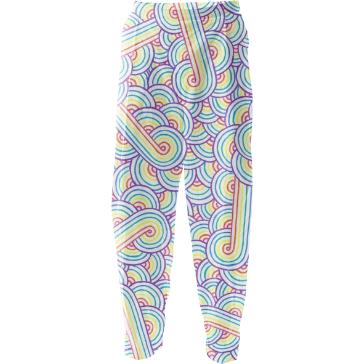 Rainbow and white swirls doodles Relaxed Pant