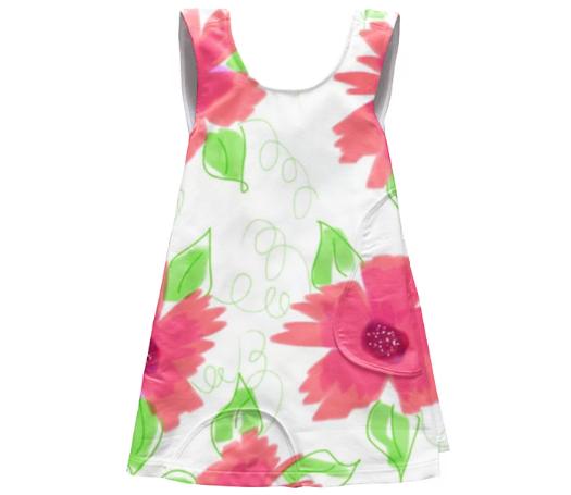 Pink Flowered Kids Apron Dress