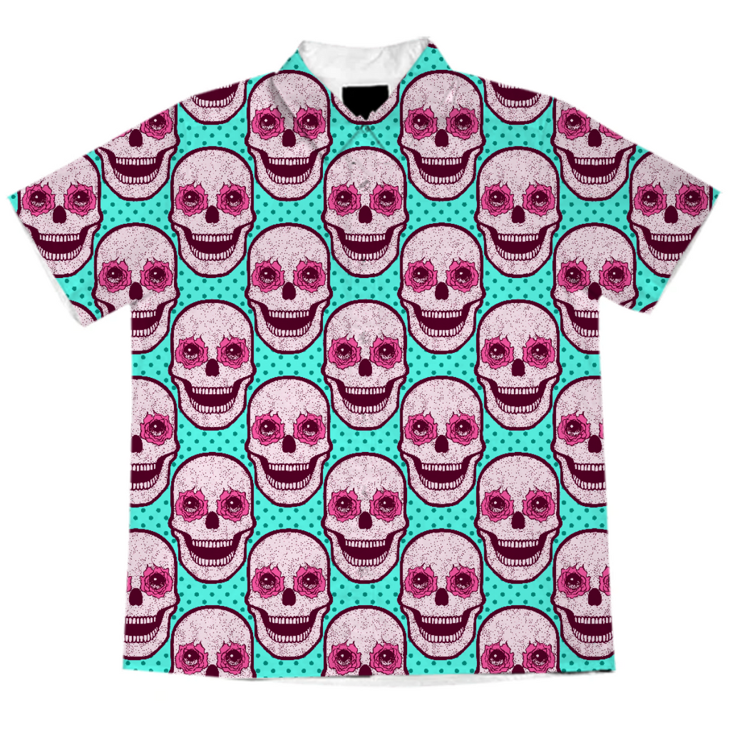 Laughing Skull Button Up Blouse
