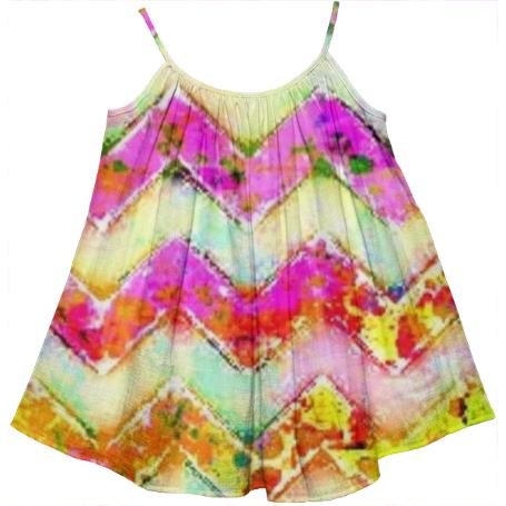 MULTICOLORED TEXTURED CHEVRON KIDS TENT DRESS