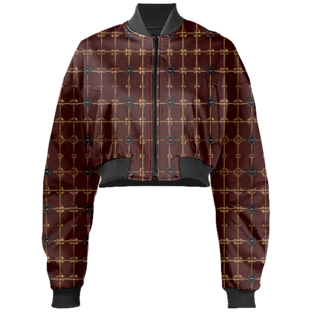DAI Inspired Gold Chic Plaid Cropped Bomber Jacket
