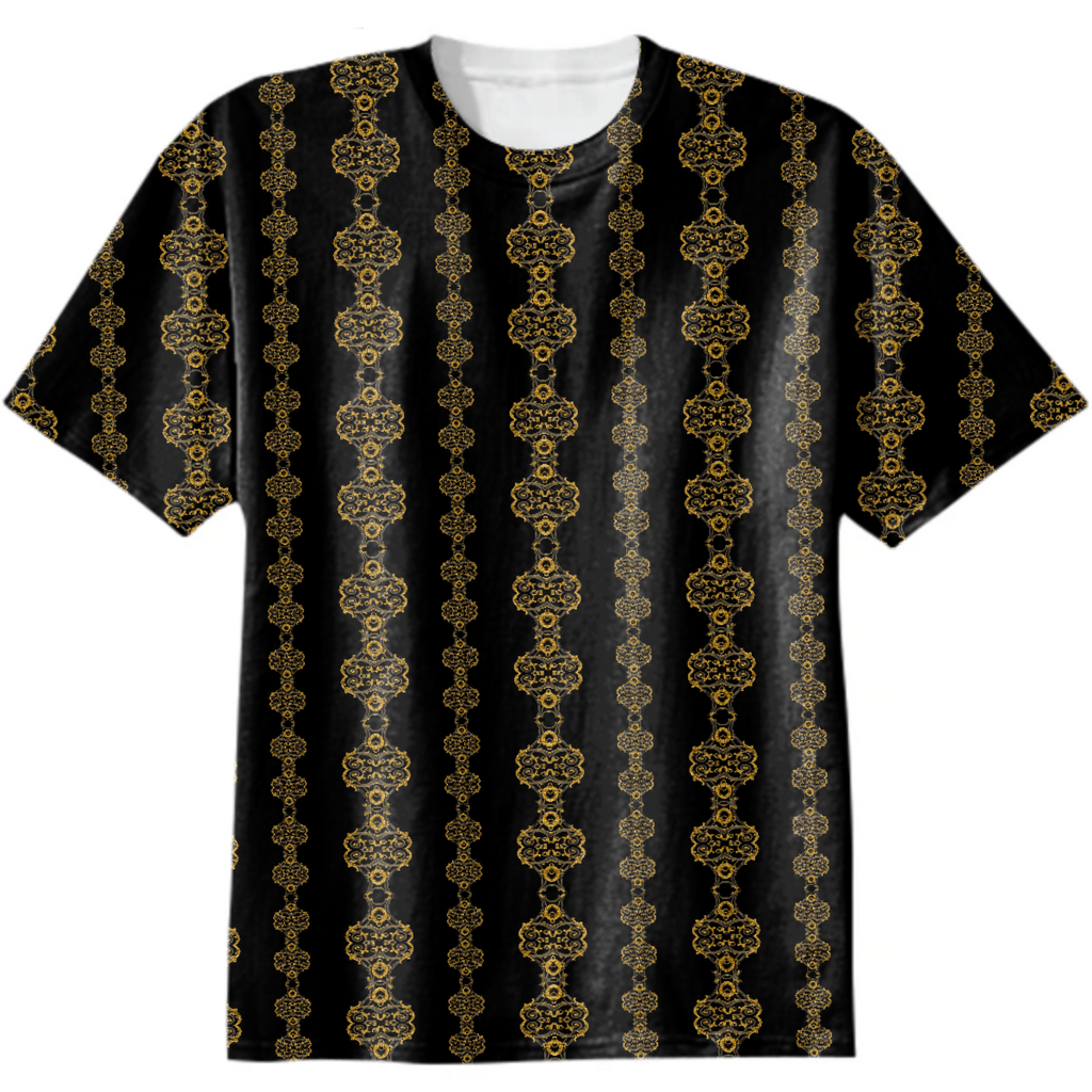 Golden Striped Ornate Print