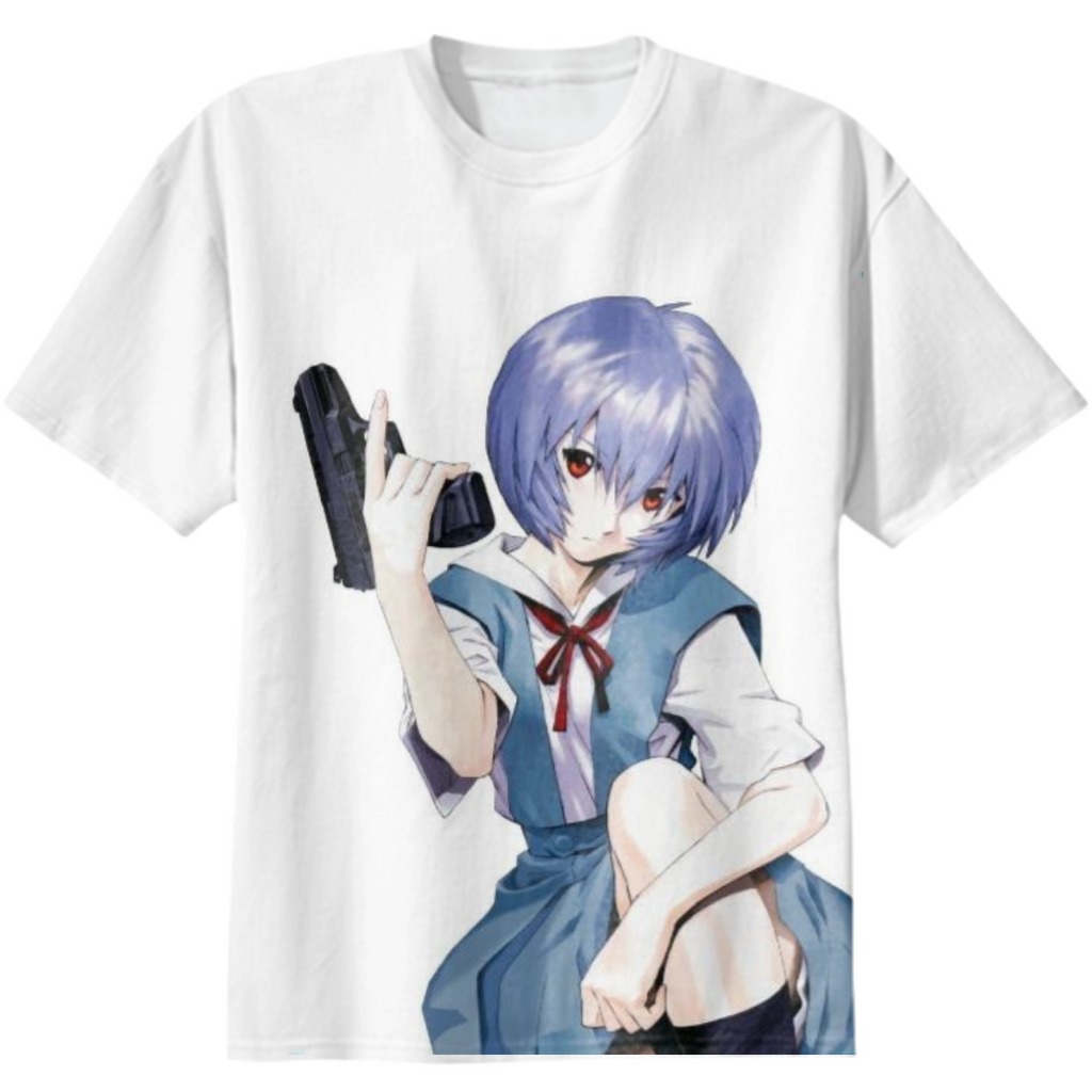 Rei holding a gun