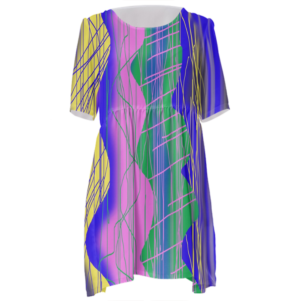 Wavy Scribble Abstract Babydoll Dress