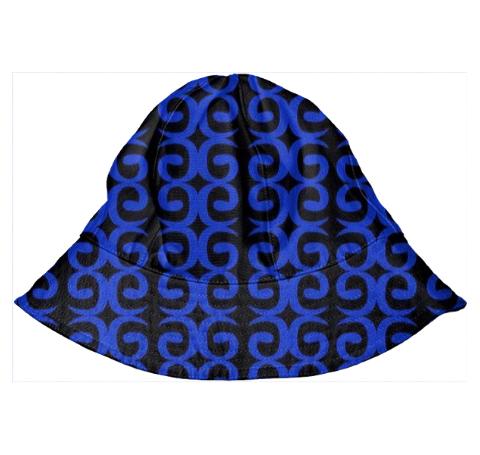 Kids luxury hat BLUE BLACK SPIRALS ETHNO