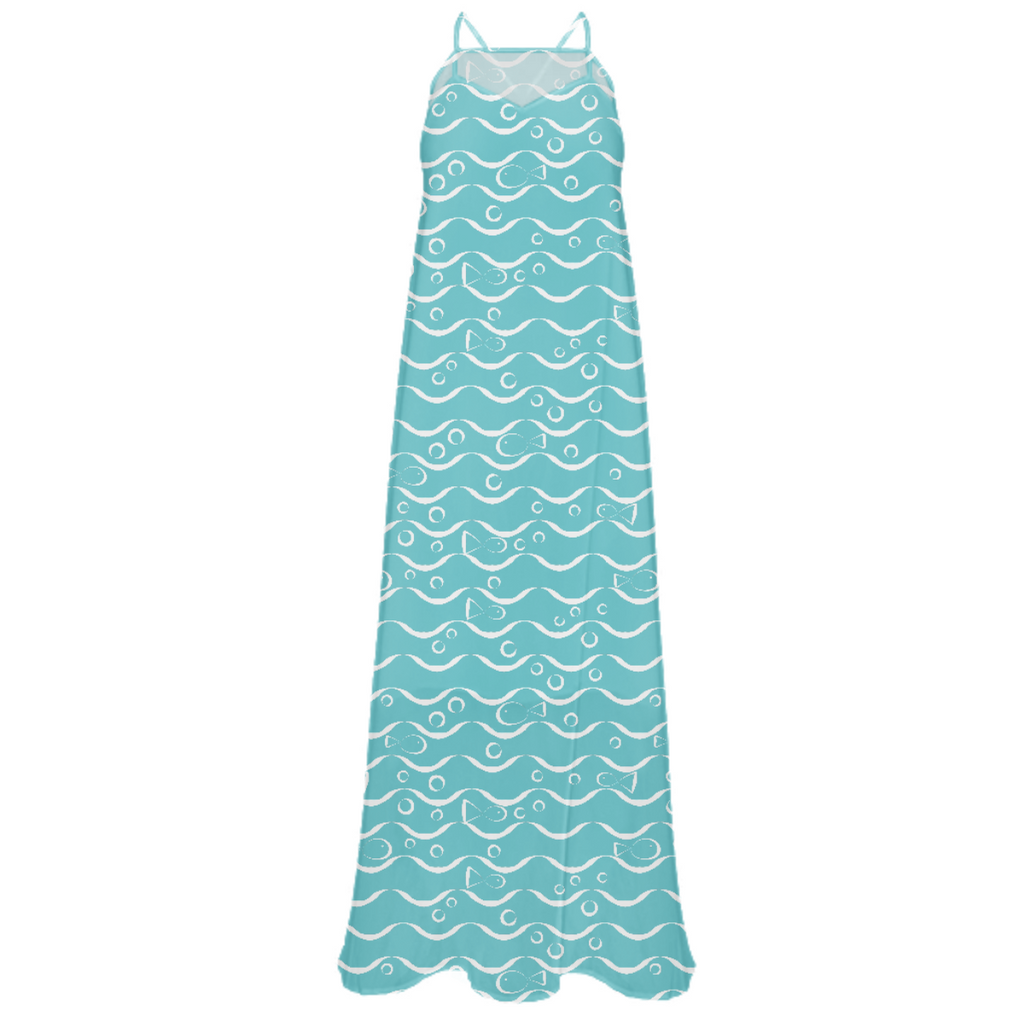 Sea and Fish Chiffon Maxi Dress